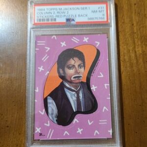 1984 Topps Michael Jackson Sticker #31 PSA 8 Red Puzzle Back 80s Graded Card